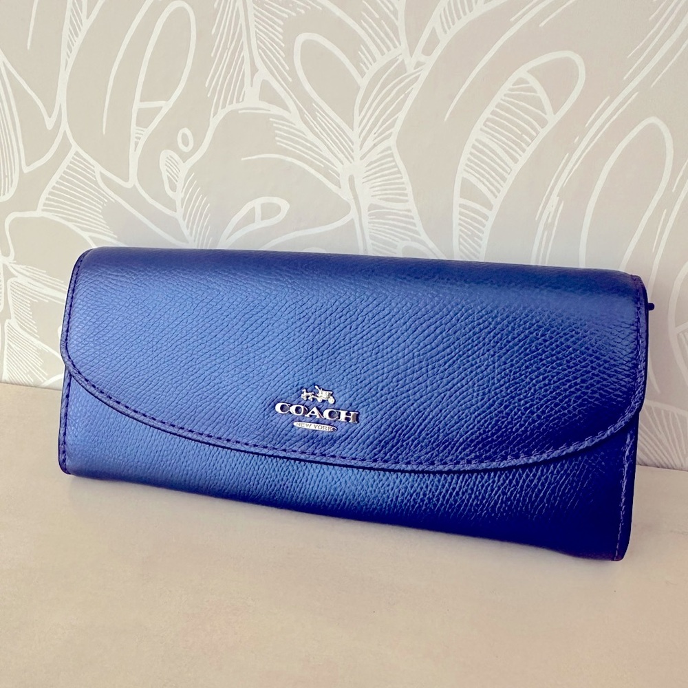 Coach Metallic Purple Leather Wallet